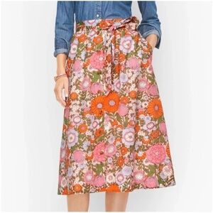 Talbots Floral Button Front A- Line Skirt, Size LP